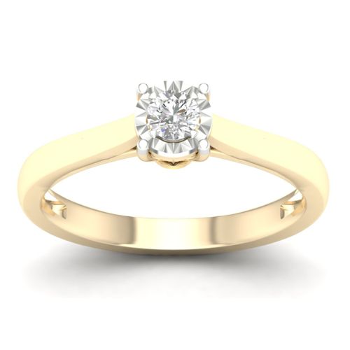 Lykka Elegance yksikivi timanttisormus 0,10 ct keltakulta