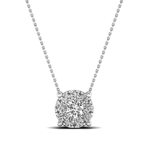 Lykka Elegance valkokultainen timanttiriipus halo 5,3 x 3 mm