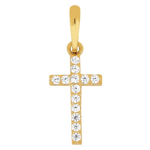Lykka Crosses kultainen ristiriipus zirkonioilla 12 x 6 mm