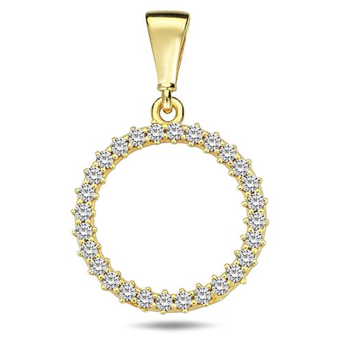 Lykka Casuals pyöreä kultainen riipus zirkonioilla 13 x 14 mm