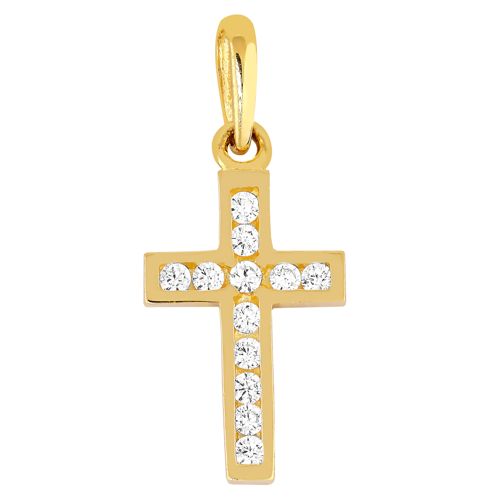 Lykka Crosses ristiriipus kulta zirkonioilla 15 x 8 mm