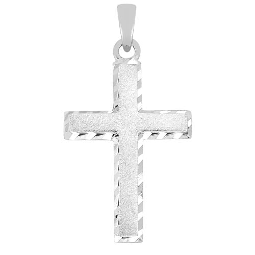 Lykka Crosses valkokultainen ristiriipus / rippiristi 21 x 13 mm