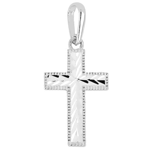 Lykka Crosses valkokultainen ristiriipus timanttihiottu / rippiristi 15 x 9 mm