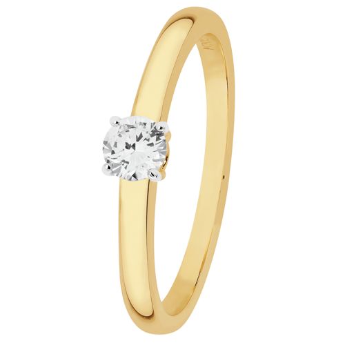 Lykka Elegance yksikivinen kultainen timanttisormus solitaire 0,16 ct