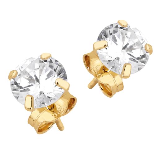 Lykka Casuals kultaiset tappikorvakorut zirkonialla 6 mm