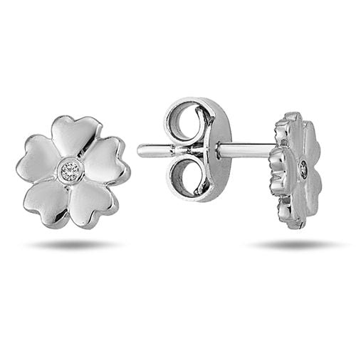 Lykka Symbols valkokultaiset korvakorut kukka 7 mm