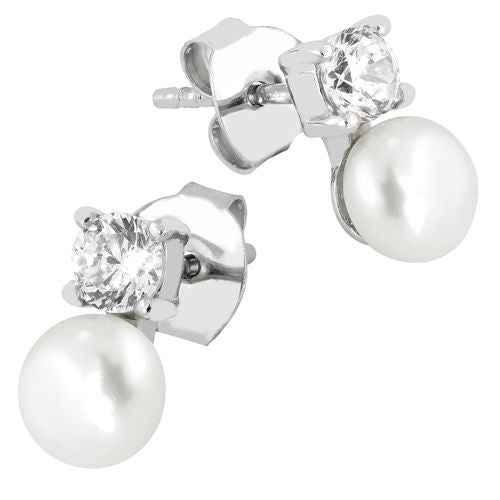 Lykka Pearls hopeiset tappikorvakorut 6 mm