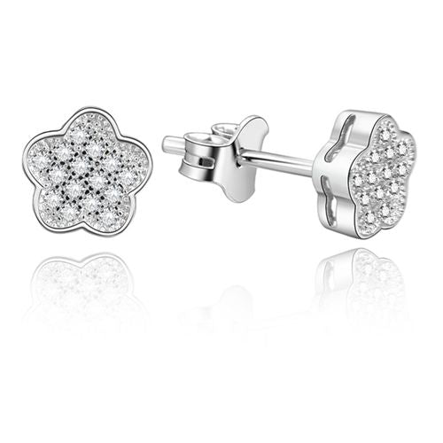 Lykka Symbols hopeakorvakorut kukka zirkonioilla pavé 7 mm
