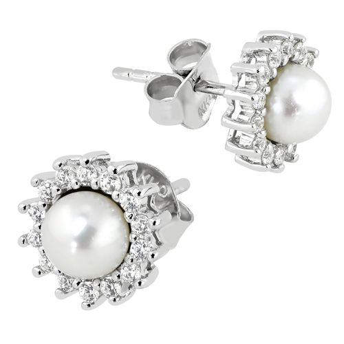 Lykka Pearls hopeiset tappikorvakorut 5 mm
