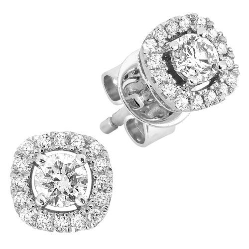 Lykka Elegance valkokultaiset timanttikorvakorut halo 5,7 mm