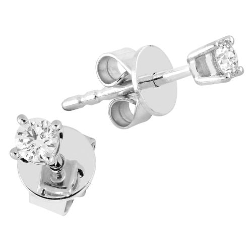 Lykka Elegance valkokultaiset timanttikorvakorut 3,5 mm