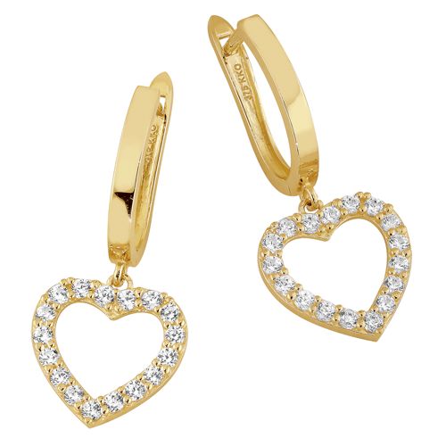 Lykka Hearts sydämenmuotoiset kultakorvakorut zirkonioilla 21 mm