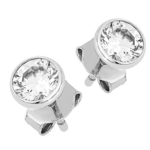 Lykka Casuals hopeiset tappikorvakorut pyöreä zirkonia 4 mm