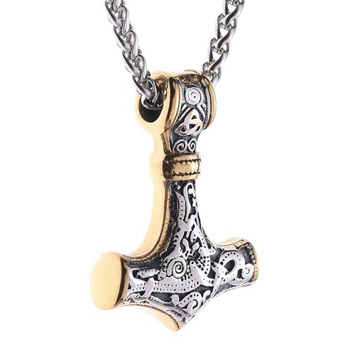 Lykka Viking Mjölnir kaulakoru kulta-hopea 60 cm 4.3 x 3.1 cm