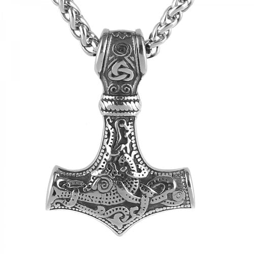 Lykka Viking Mjölnir teräskaulakoru 60 cm vehnäketjulla 4.3 x 3.1 cm