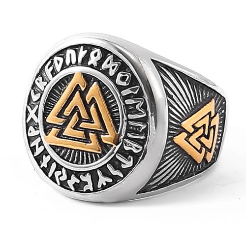 Lykka Viking Valknut kulta-hopea terässormus
